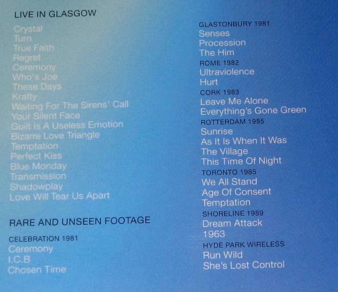 NEW ORDER - Live In Glasgow + Anthology - DVD